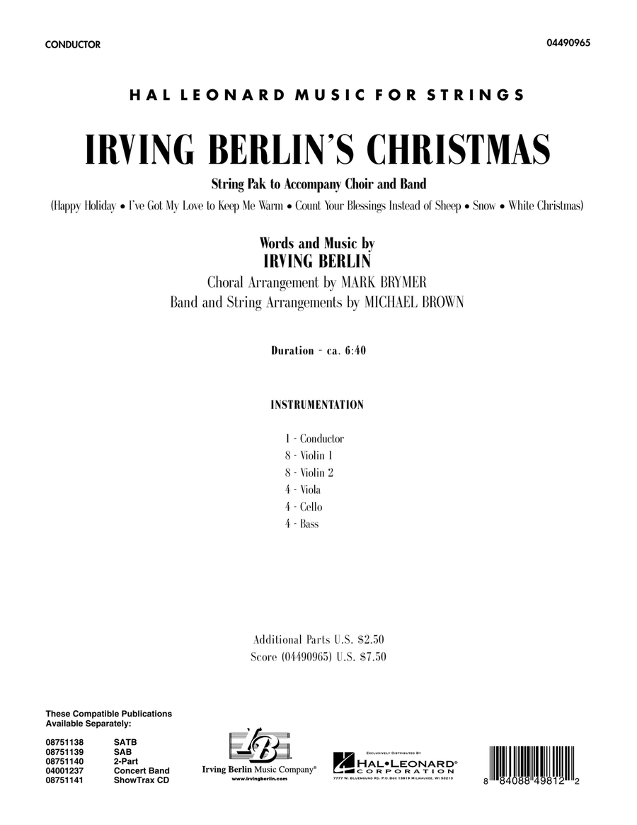 Irving Berlin's Christmas (Medley) - Full Score