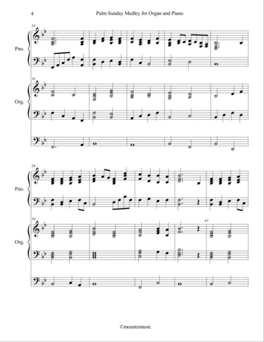 Palm Sunday Medley for Piano and Organ Piano scores gallery preview page 4
