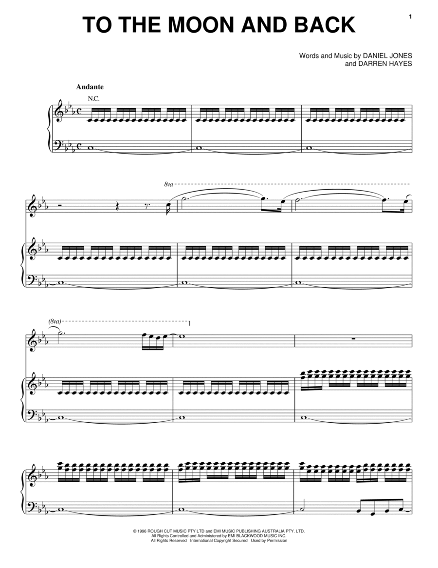 To The Moon & Back Piano, Vocal, Guitar scores gallery preview page 1