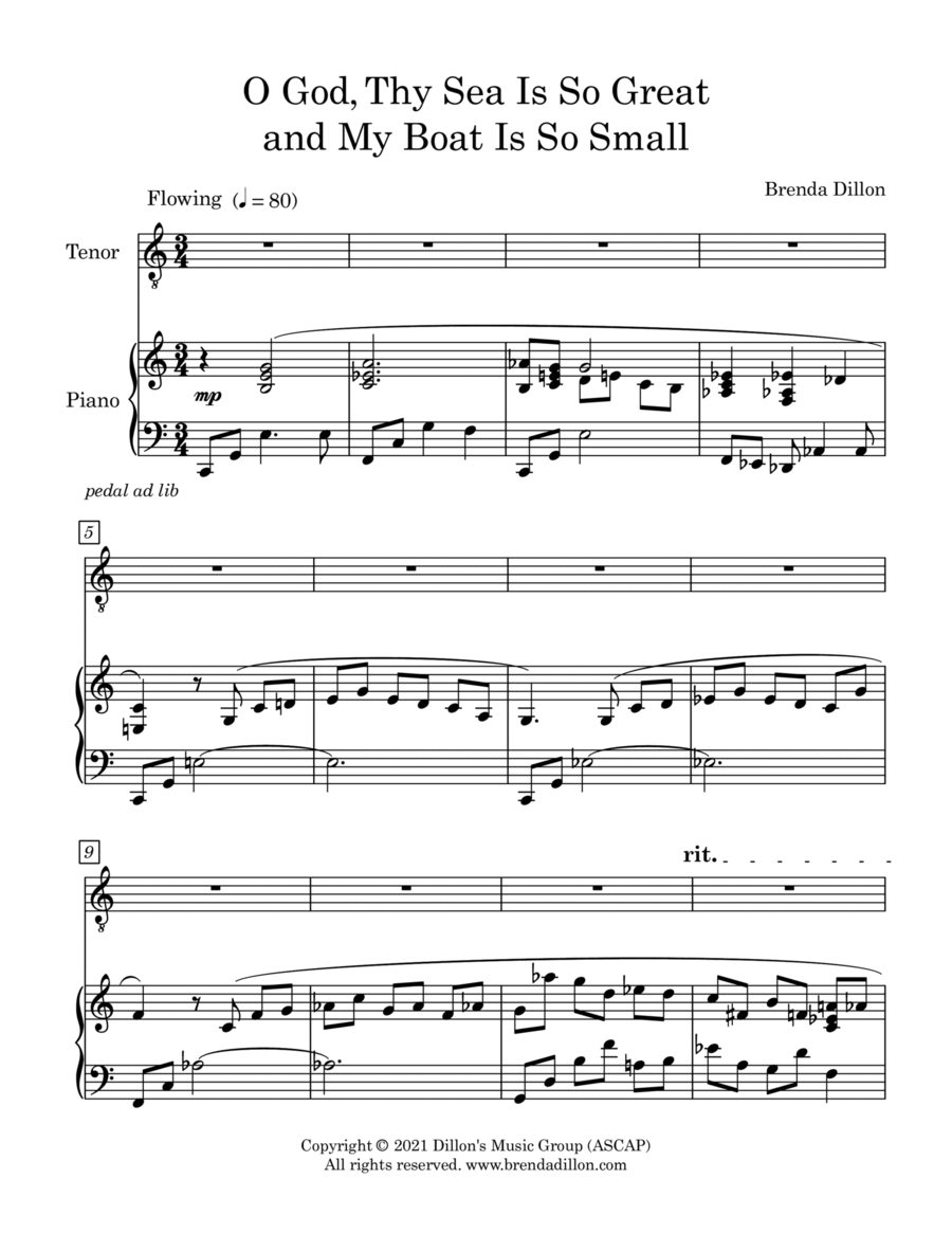 O God, Thy Sea Is so Great and My Boat Is so Small. Tenor Voice scores gallery preview page 1