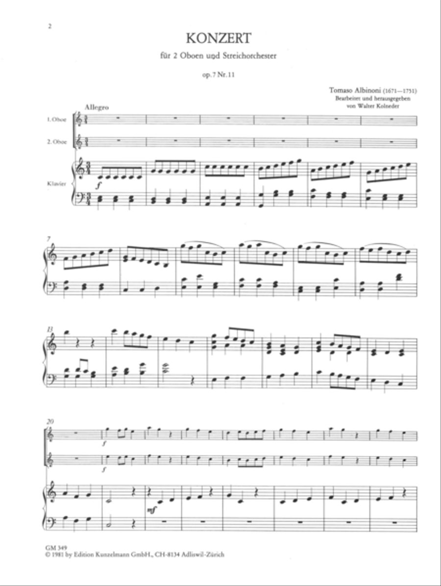 Concerto for Two Oboes in C Major Piano Accompaniment scores gallery preview page 2