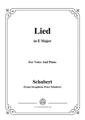 Book cover for Schubert-Lied,in E Major,for Voice&Piano