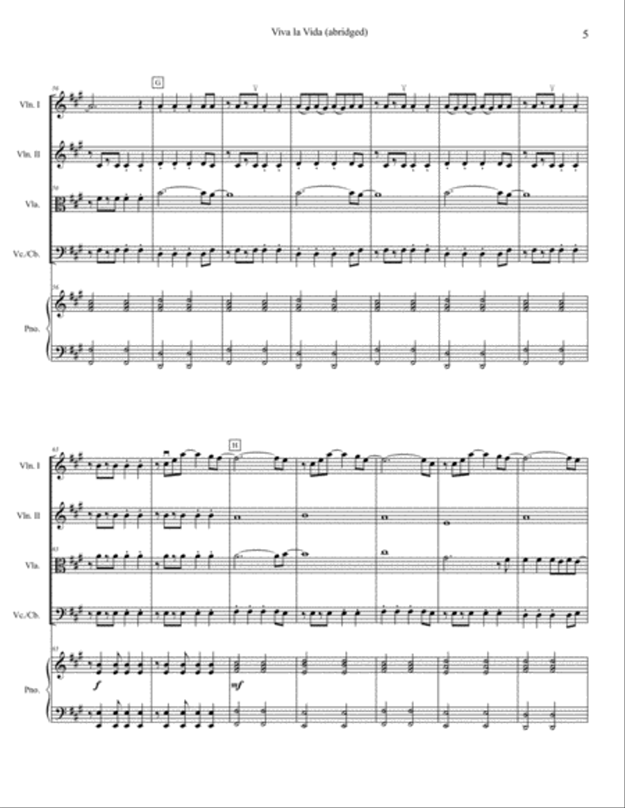 Viva La Vida String Orchestra scores gallery preview page 5