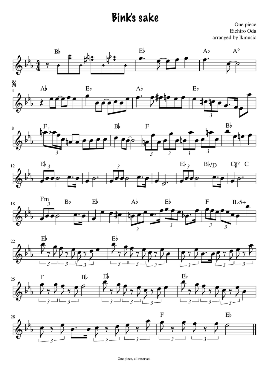Bink's sake Violin Solo scores gallery preview page 1
