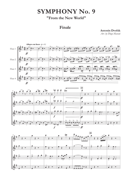 Finale from Symphony No. 9 "From the New World" for Flute Quartet image number null