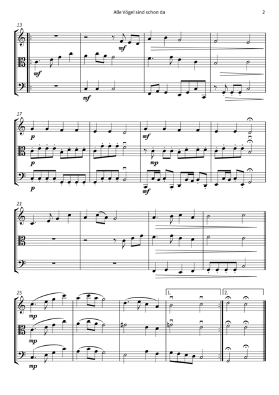 Alle Vogel sind schon da String Trio scores gallery preview page 4