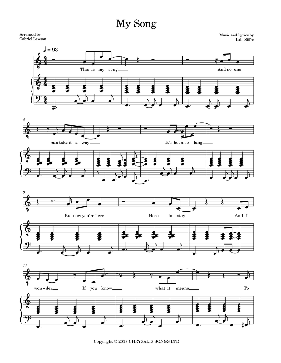 My Song Piano, Vocal scores gallery preview page 1