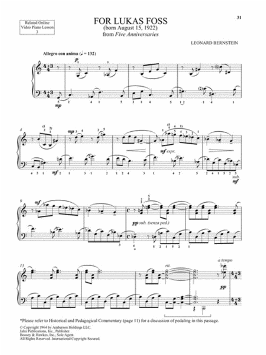 Leonard Bernstein - Selected Anniversaries for Piano Piano Method scores gallery preview page 10