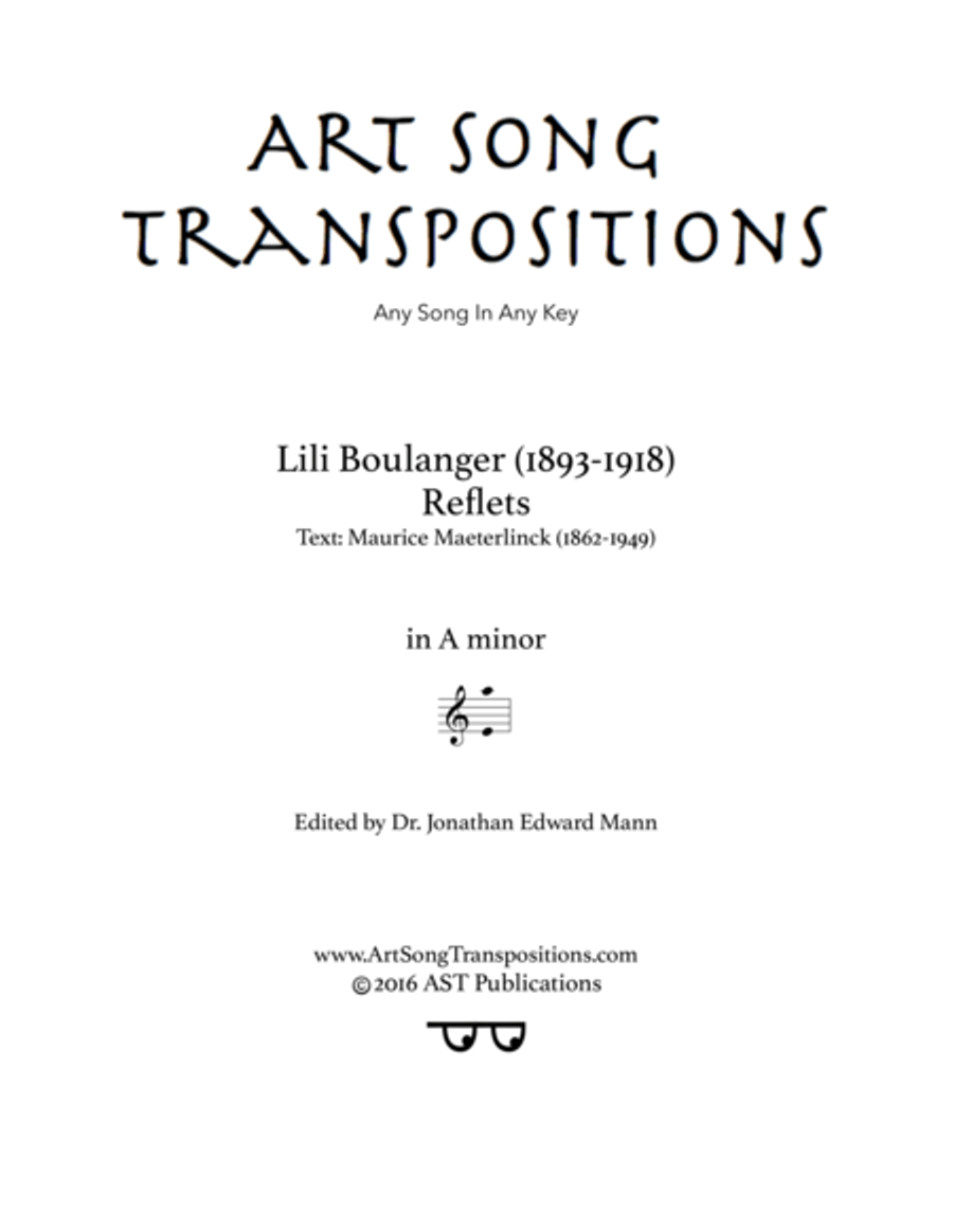 BOULANGER: Reflets (transposed to A minor) Voice scores gallery preview page 1
