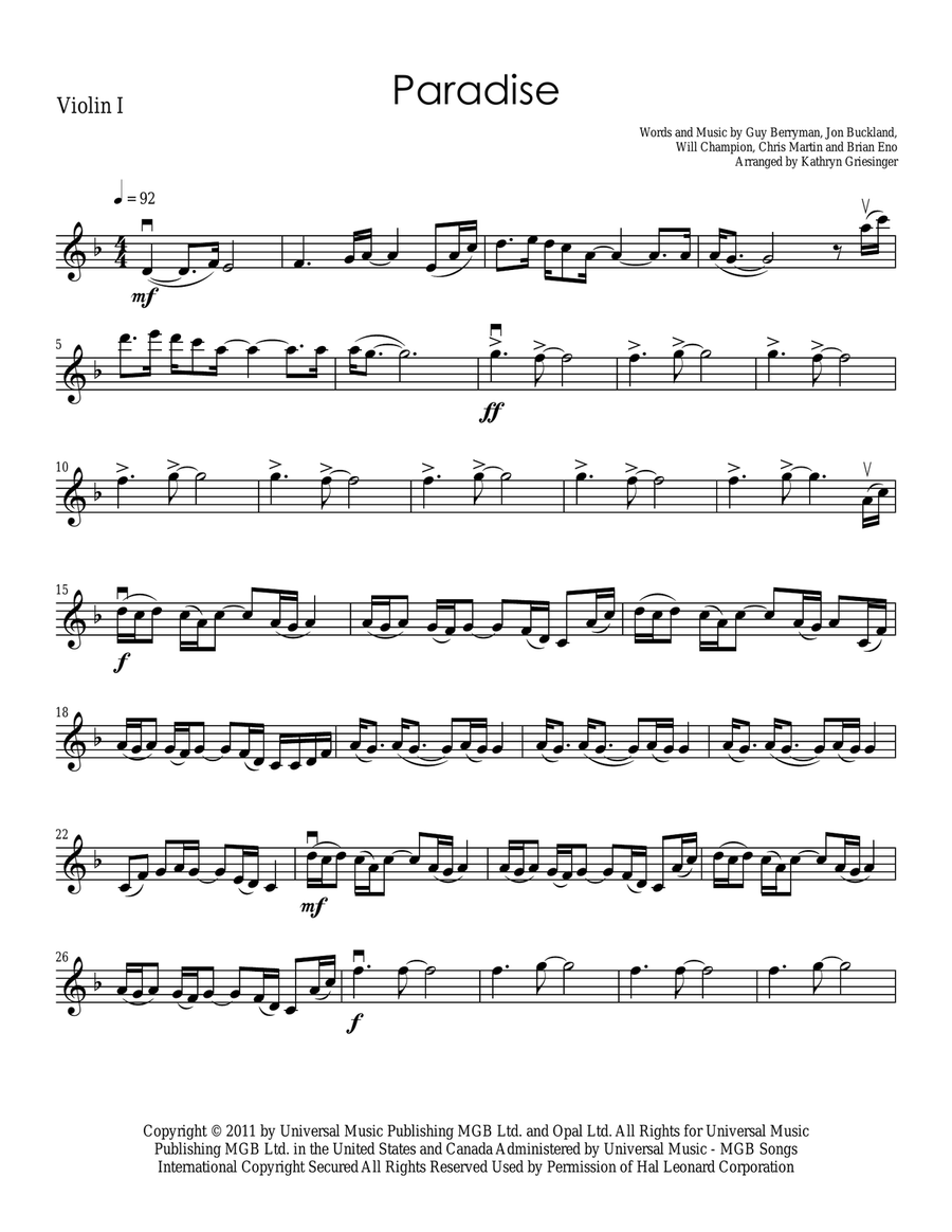 Paradise String Quartet scores gallery preview page 1