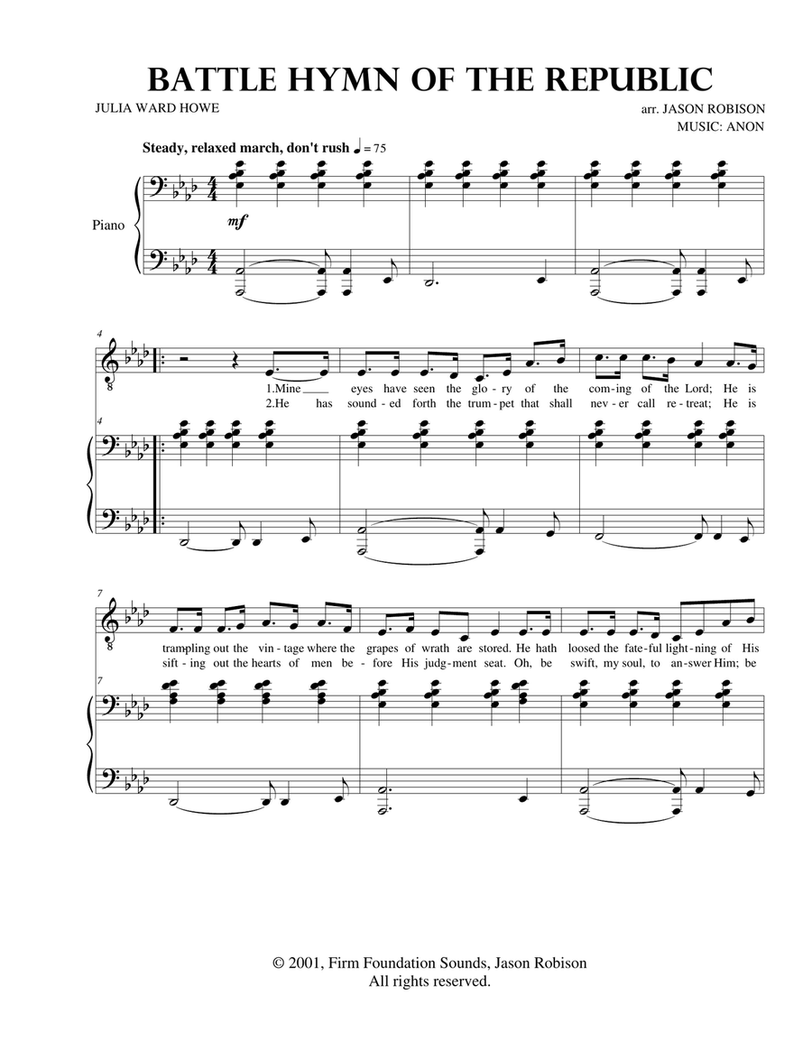 Battle Hymn of the Republic TTBB scores gallery preview page 1