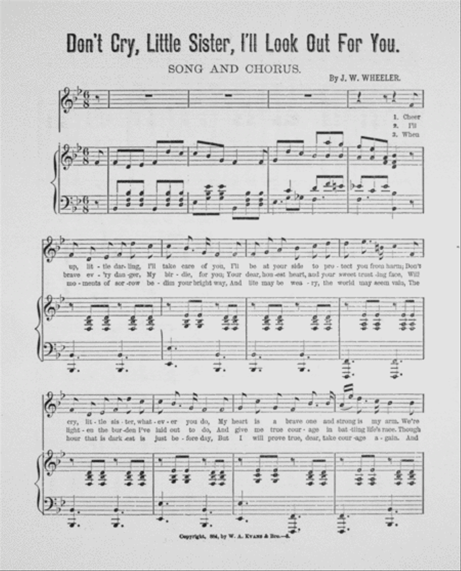 Don't Cry Little Sister, I'll Look Out For You. Song and Chorus 4-Part scores gallery preview page 2
