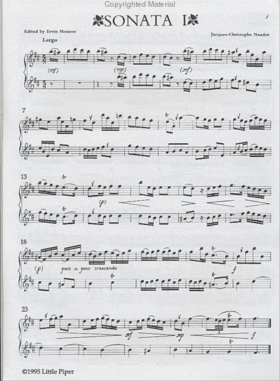 Six Sonatas for 2 Flutes. Volume 1, Nos. 1-3 Flute Duet scores gallery preview page 2