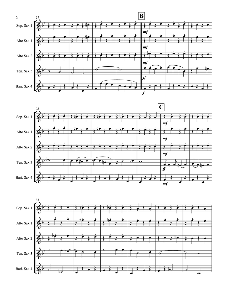 Mele Kalikimaka Saxophone Quartet scores gallery preview page 3