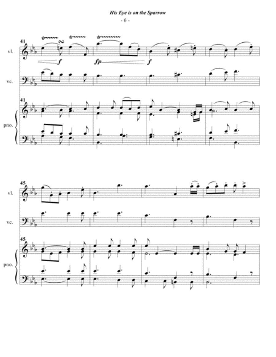 Gabriel: His Eye Is On The Sparrow for Piano Trio Piano Trio scores gallery preview page 6