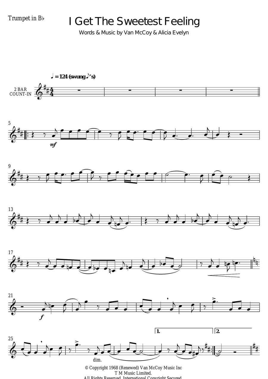 I Get The Sweetest Feeling Trumpet Solo scores gallery preview page 1