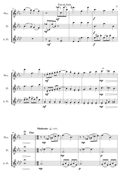 Tout de Suite (or Toot Sweet) for piccolo, flute and alto flute image number null