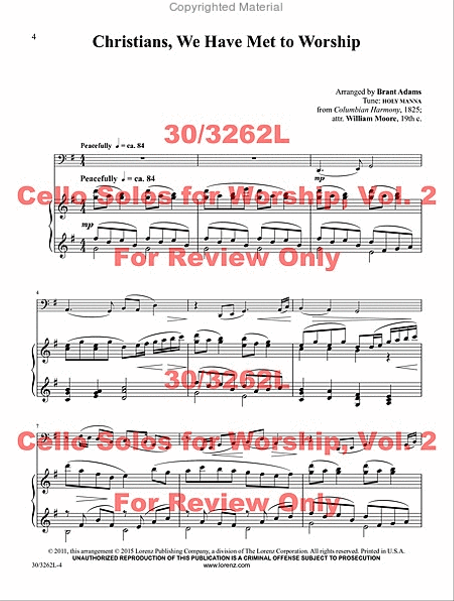 Cello Solos for Worship, Vol. 2 Piano scores gallery preview page 2