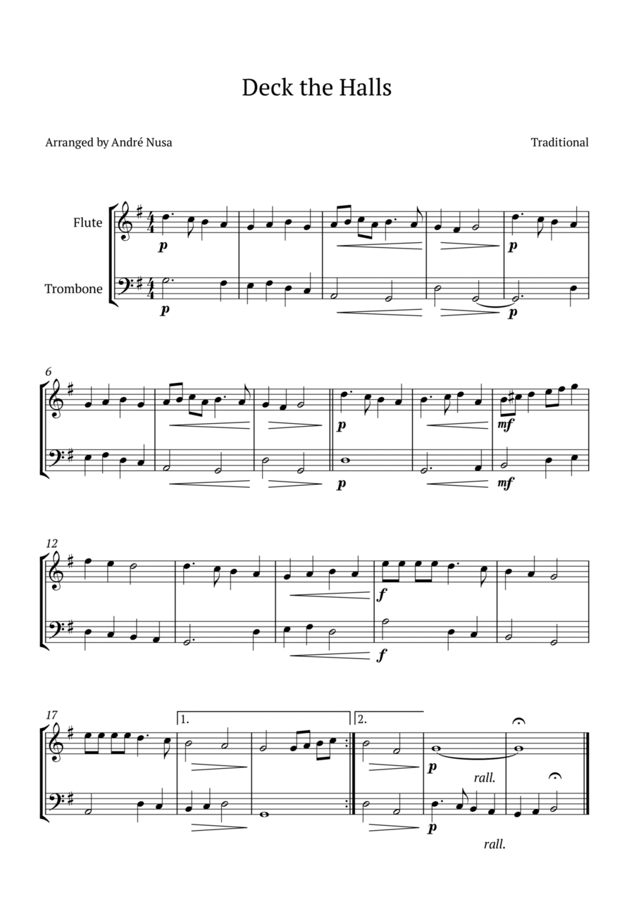 Deck the Halls Flute scores gallery preview page 1