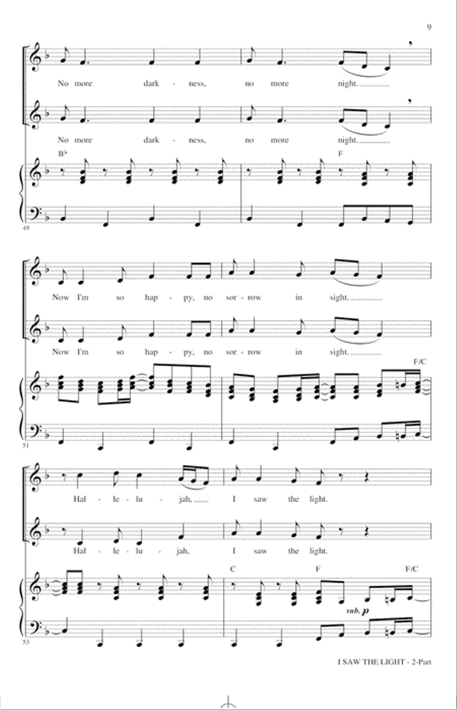 I Saw The Light (arr. Audrey Snyder) 2-Part scores gallery preview page 7