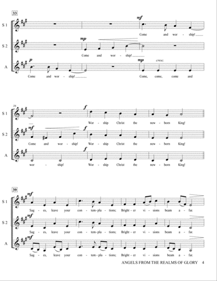 Angels from The Realms of Glory - SSA A Cappella SSA scores gallery preview page 5