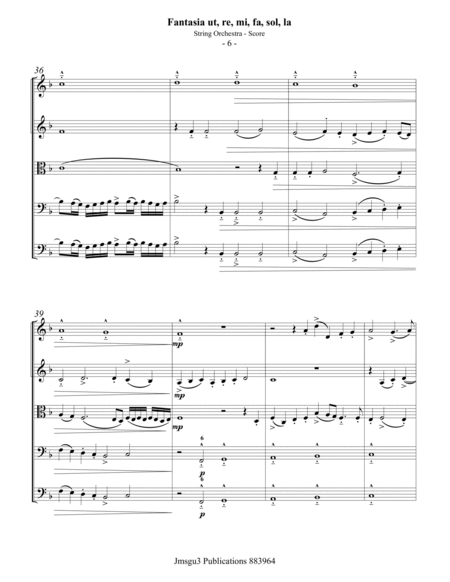 Sweelinck: Fantasia Ut, re, mi, fa, sol, la for String Orchestra - Score Only image number null