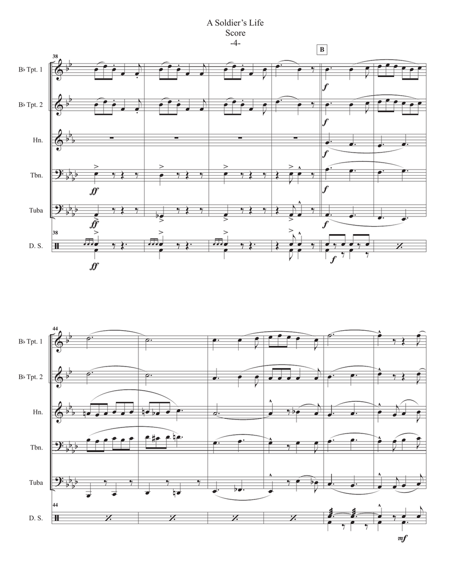 A Soldier's Life in WWI for Brass Quintet-Medley of tunes sung in WWI
