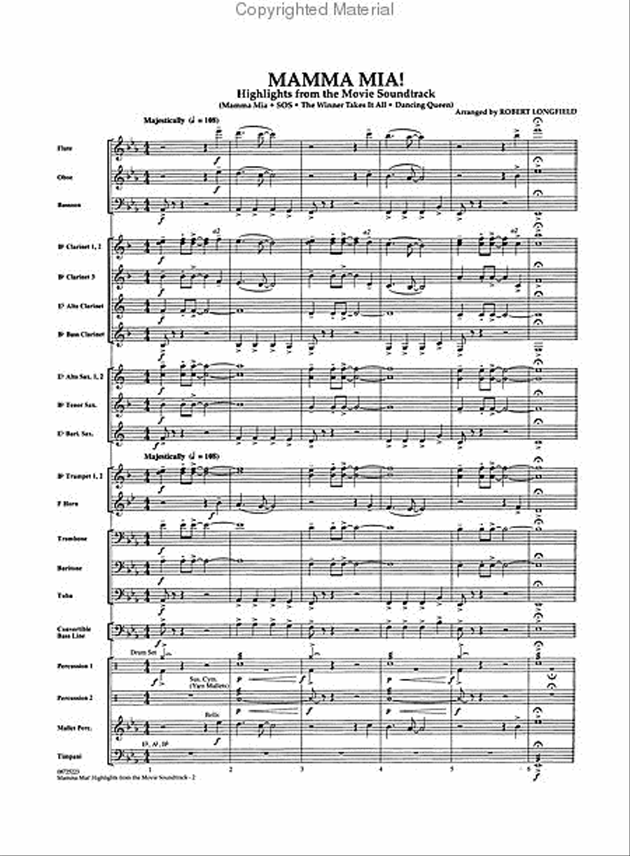 Mamma Mia! – Highlights from the Movie Soundtrack Concert Band scores gallery preview page 2