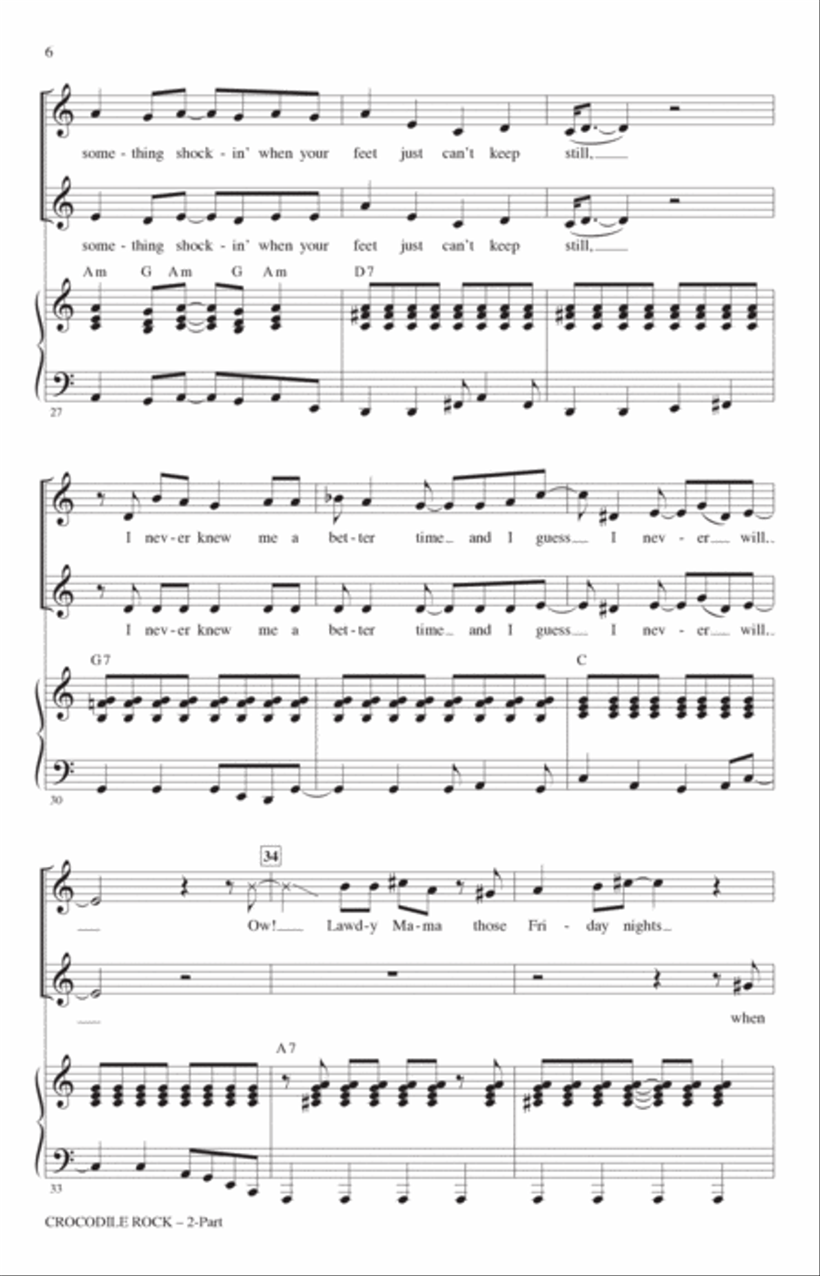 Crocodile Rock (arr. Roger Emerson) 2-Part scores gallery preview page 4