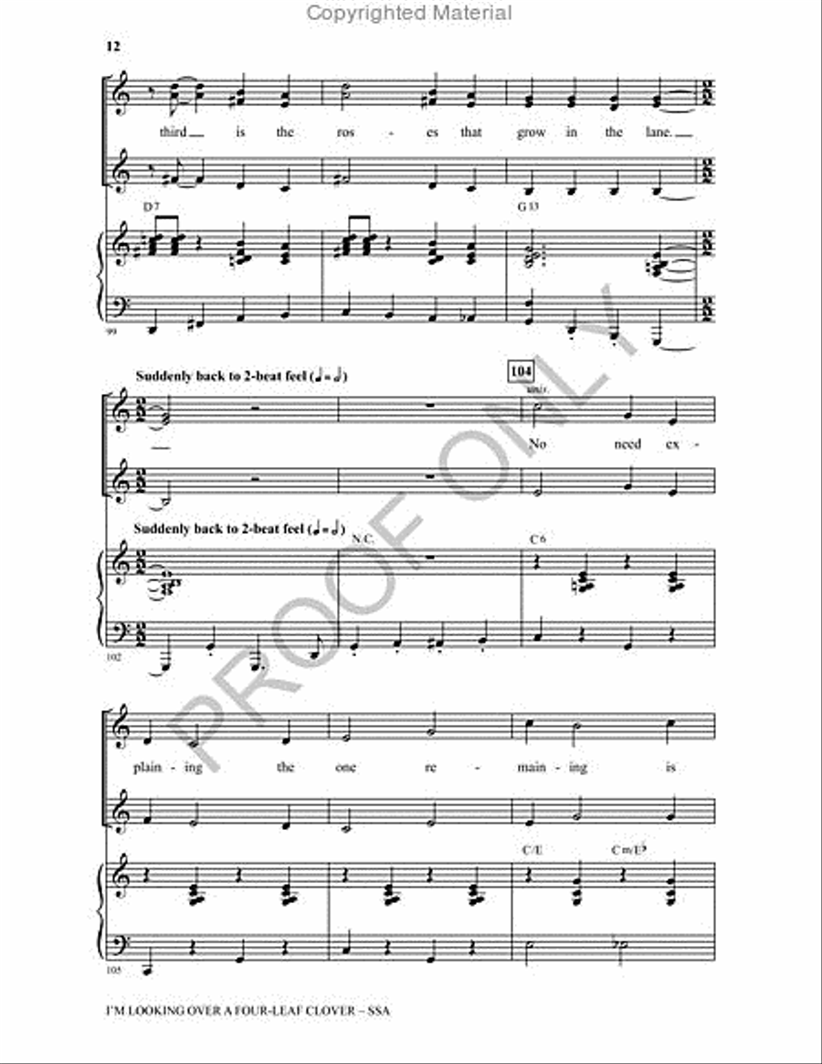 I'm Looking Over a Four Leaf Clover SSA scores gallery preview page 11