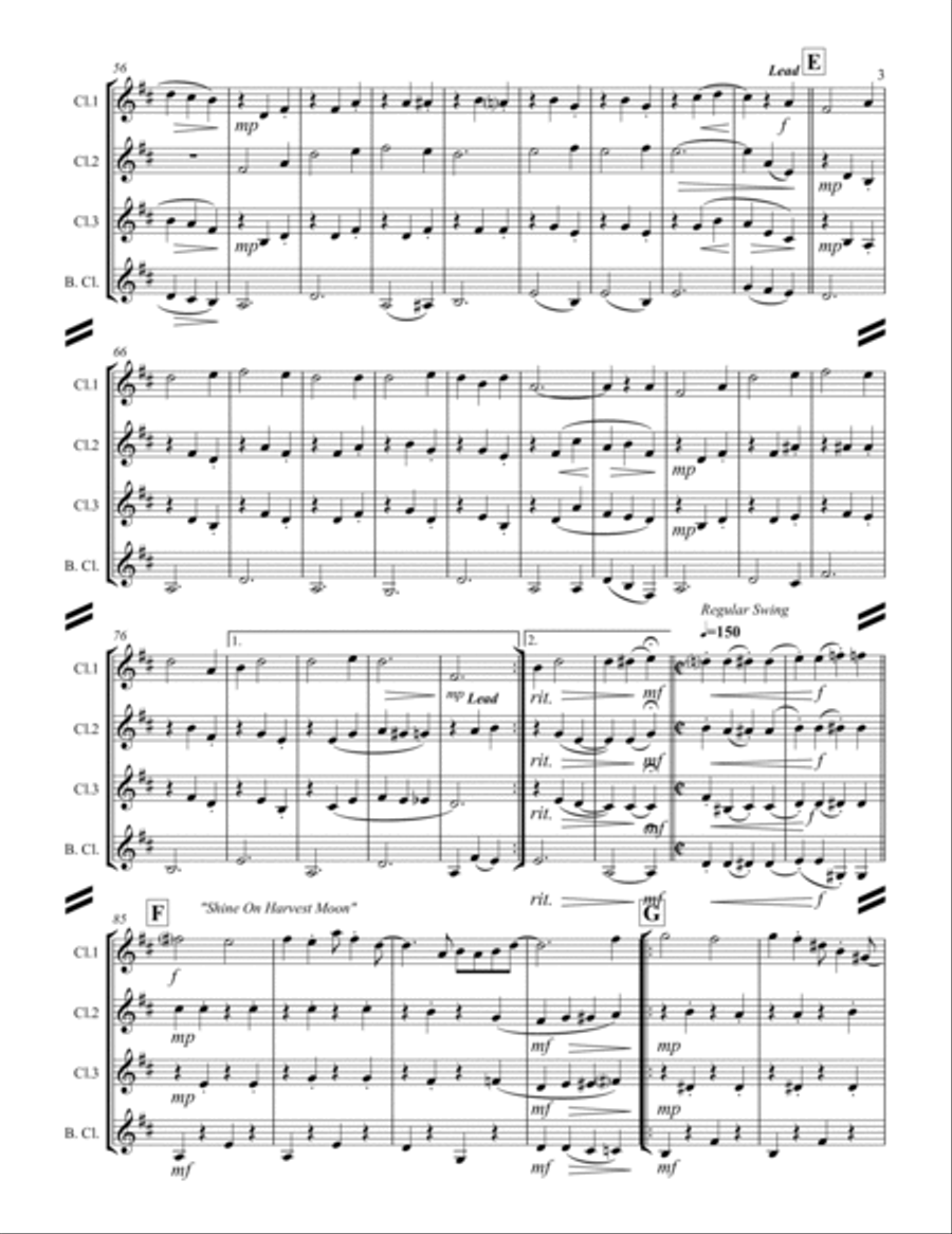 Sing-along Medley #2 (for Clarinet Quartet) Clarinet Quartet scores gallery preview page 4