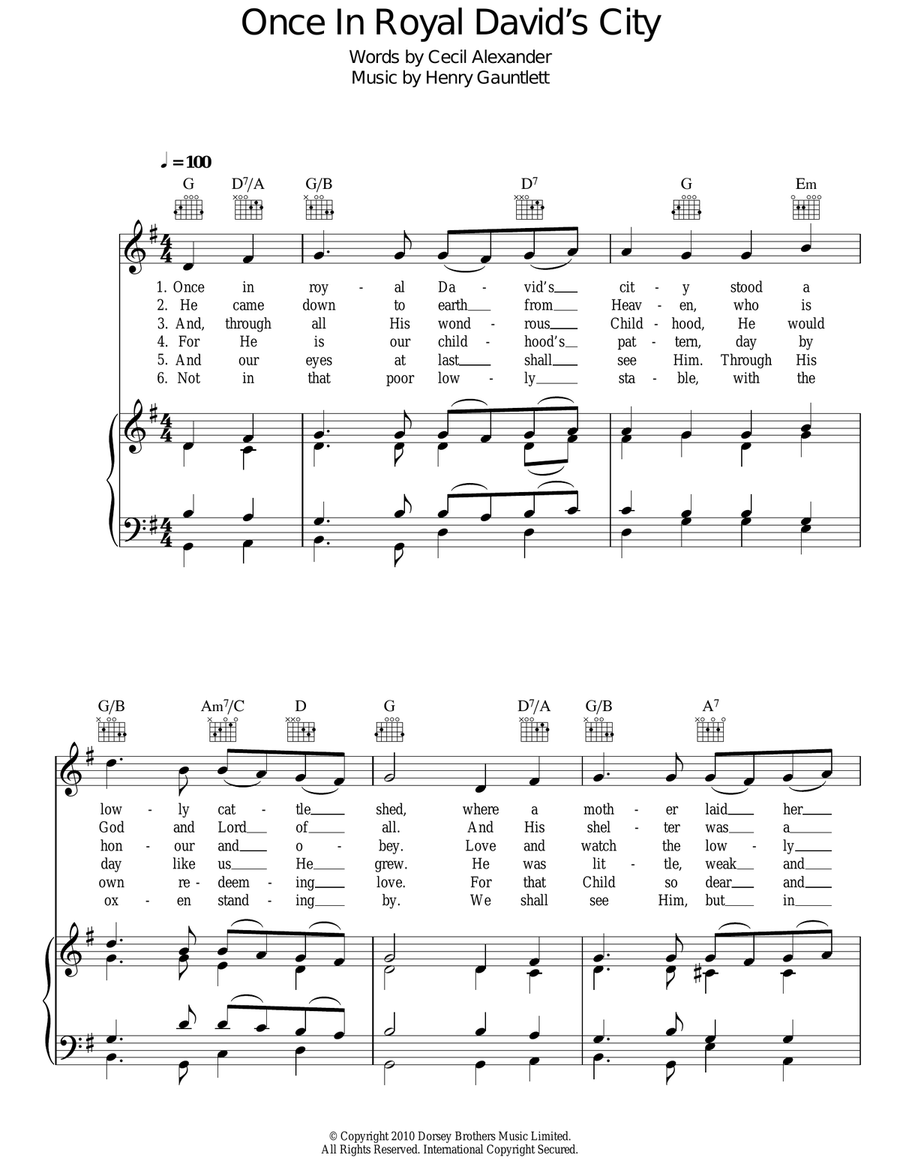 Once In Royal David's City Guitar scores gallery preview page 1