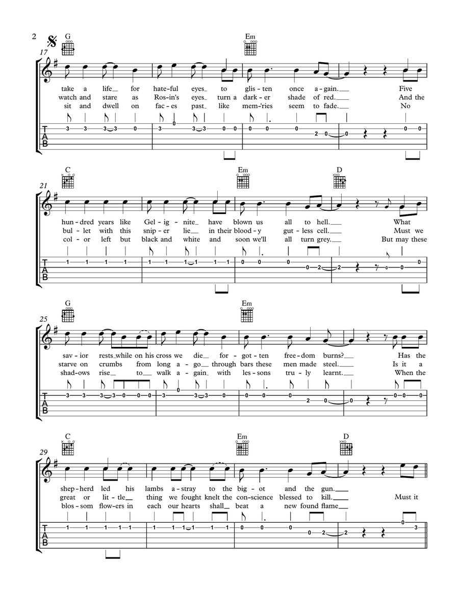 Drunken Lullabies Guitar scores gallery preview page 4