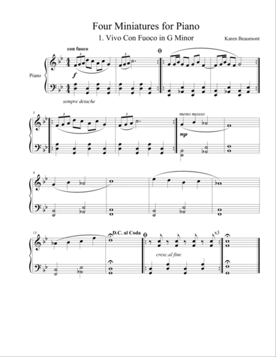 Four Miniatures for Early Intermediate Piano Students Piano Method scores gallery preview page 2