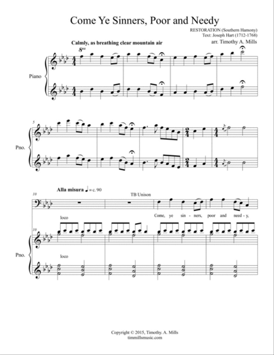 Come Ye Sinners, Poor and Needy 4-Part scores gallery preview page 3