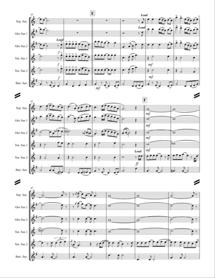 Friends In Low Places Saxophone Quintet scores gallery preview page 4