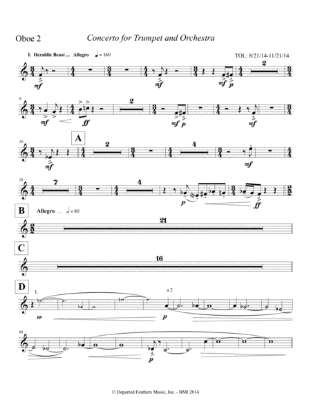 Concerto for Trumpet and Orchestra (2011) Oboe part 2