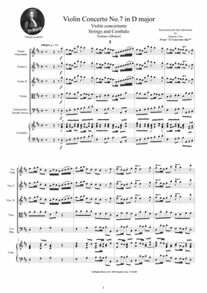 Albinoni - Violin Concerto No.7 in D major Op.9 for Violin, Strings and Cembalo