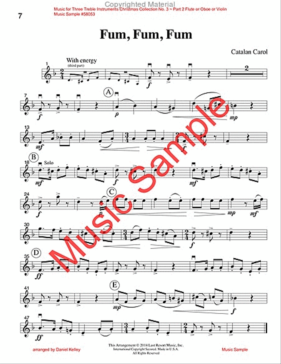 Music for Three Treble Instruments, Christmas Collection No. 3 Holiday Favorites English Horn scores gallery preview page 3