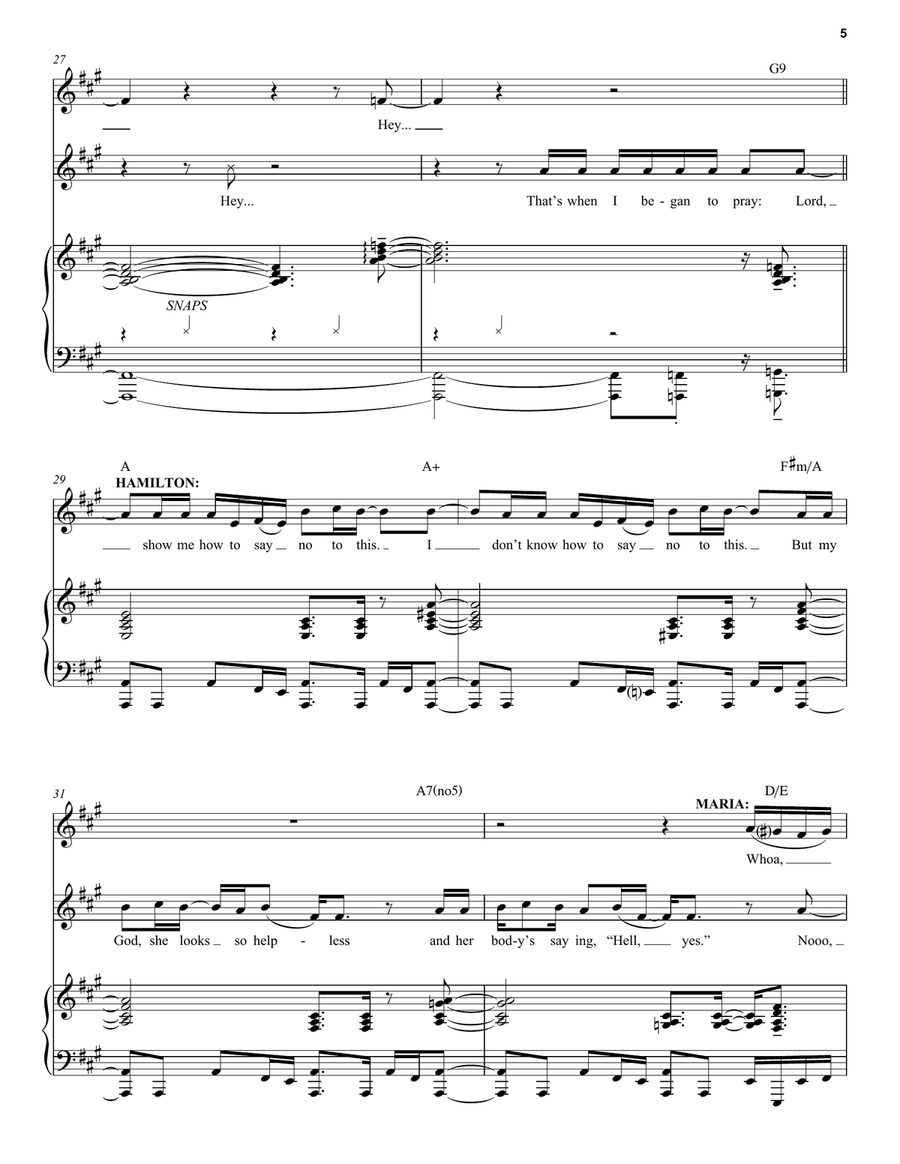 Say No To This (from Hamilton) Voice scores gallery preview page 5
