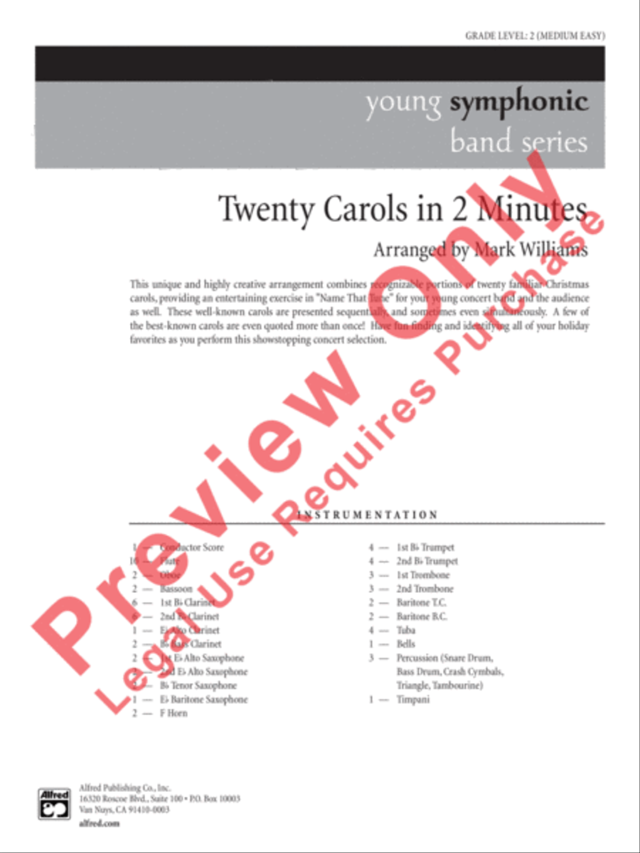 Twenty Carols in 2 Minutes Concert Band scores gallery preview page 2