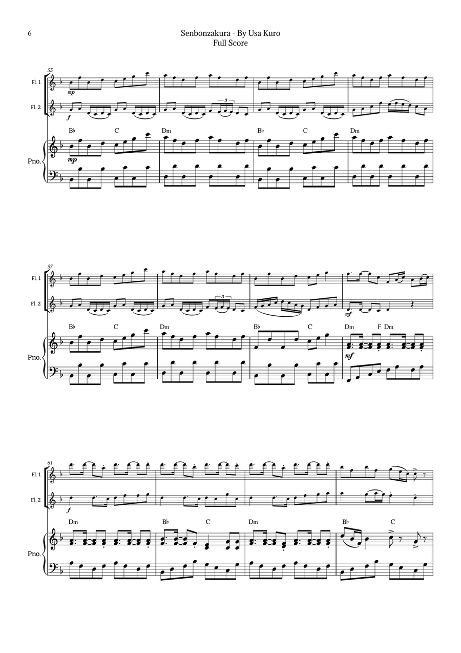 Senbonzakura Flute Duet scores gallery preview page 6