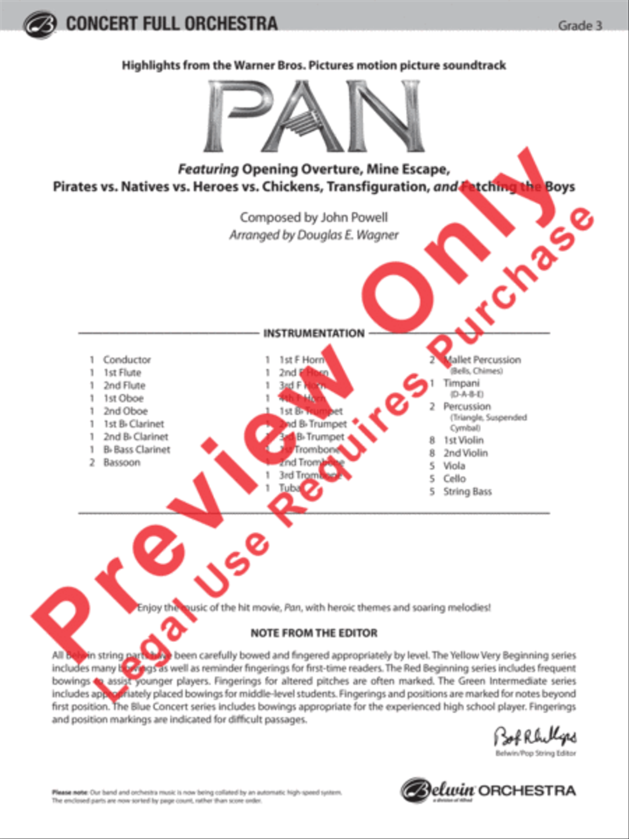 Pan: Highlights from the Warner Bros. Pictures Motion Picture Soundtrack Full Orchestra scores gallery preview page 2
