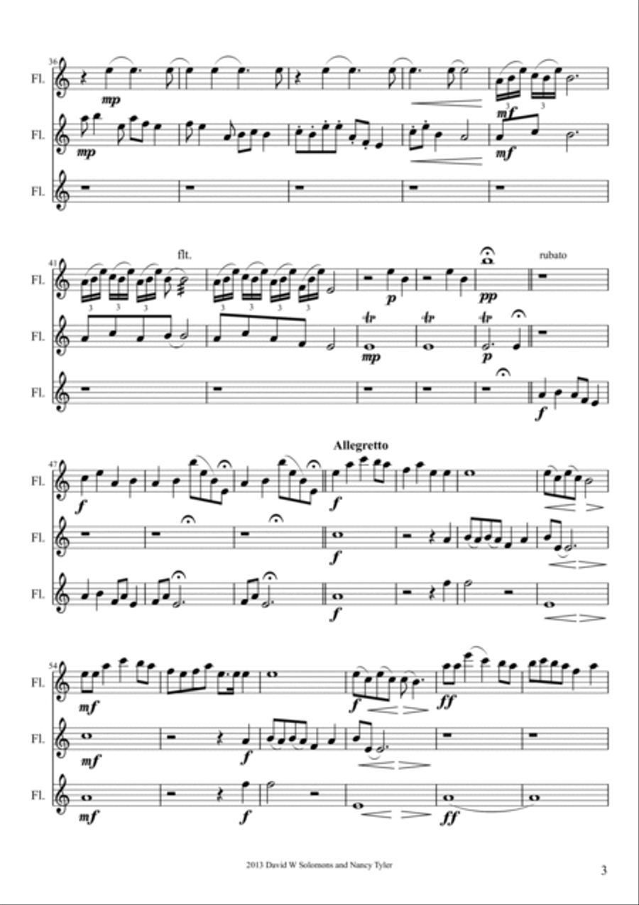 Japanese Song for flute trio (3 standard flutes) Flute Trio scores gallery preview page 3