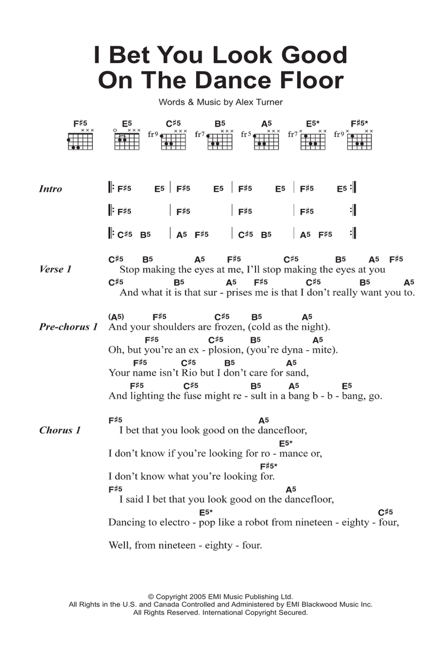 I Bet You Look Good On The Dance Floor Guitar scores gallery preview page 1