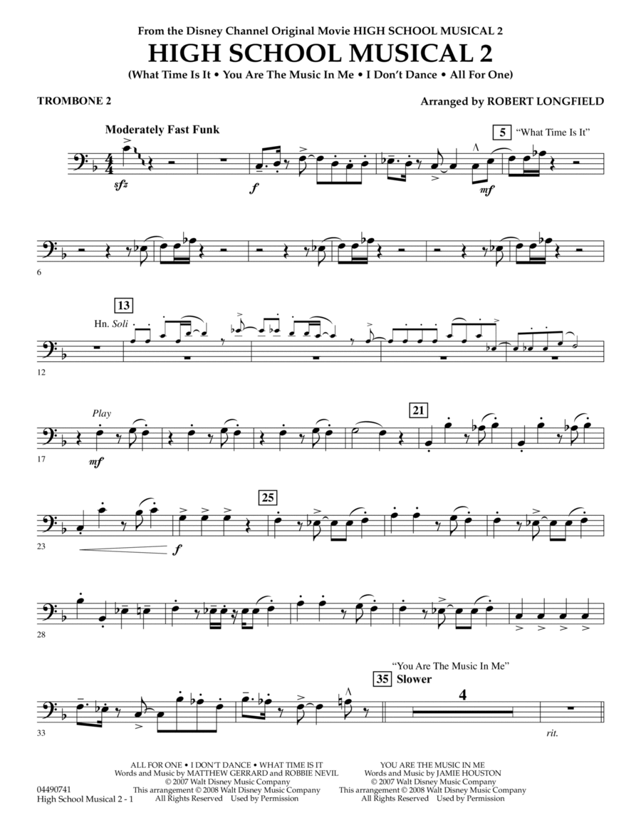 High School Musical 2 - Trombone 2 Full Orchestra scores gallery preview page 1