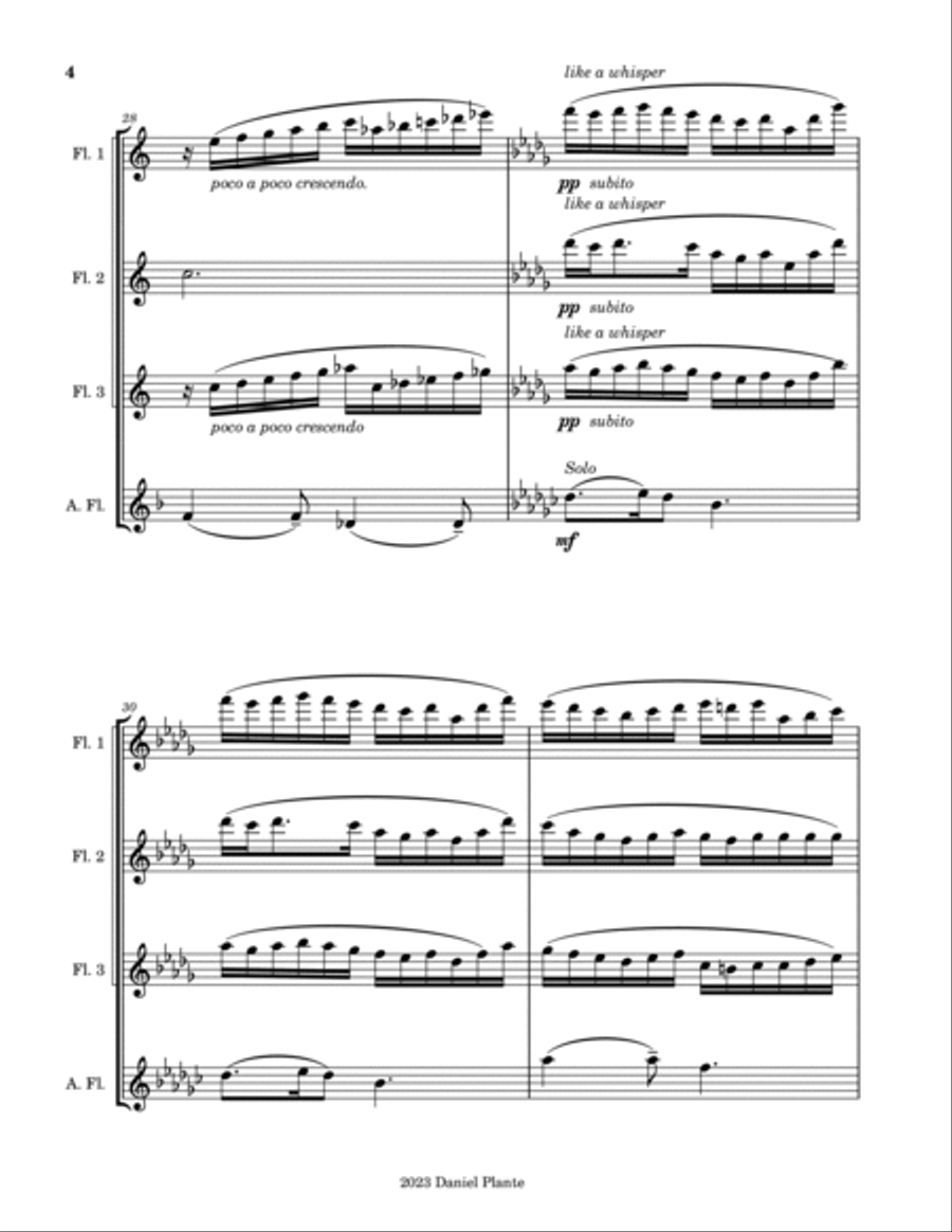 Silent Night Flute Quartet scores gallery preview page 4