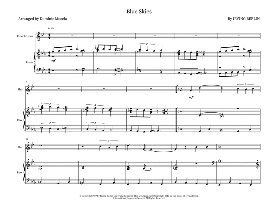 Blue Skies Brass Duet scores gallery preview page 1