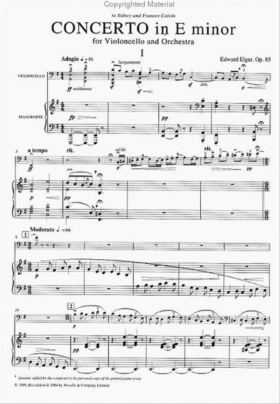 Concerto in E Minor, Op. 85 for Violoncello and Orchestra Piano Accompaniment scores gallery preview page 2