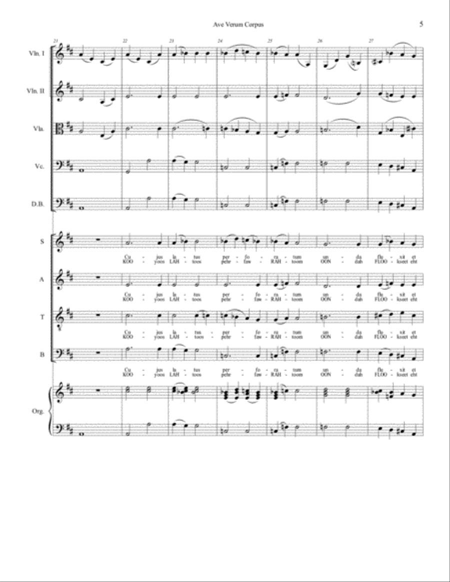 Ave Verum Corpus for String Orchestra, Choir and Organ 4-Part scores gallery preview page 5